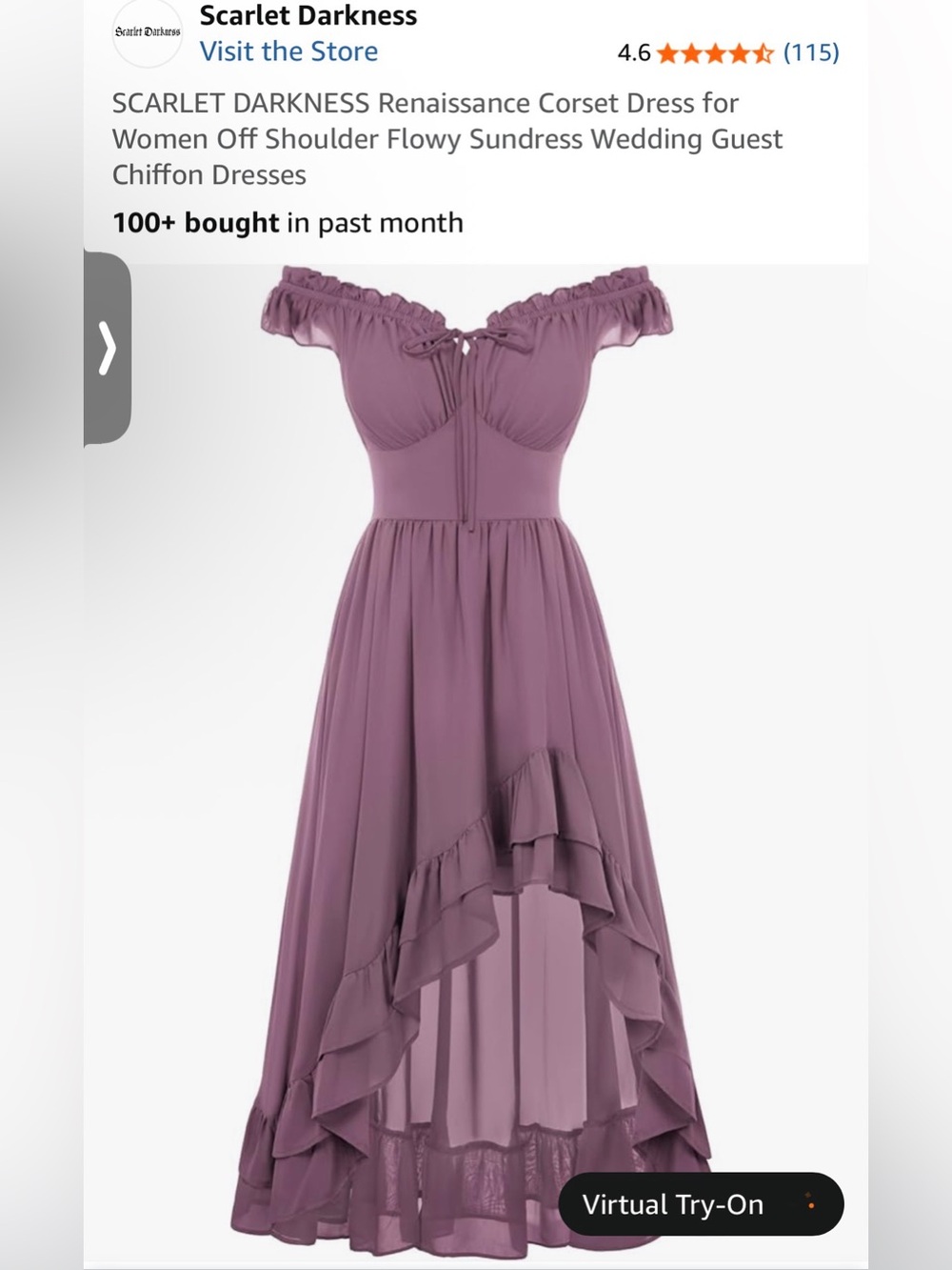 Scarlet Darkness Corset Chiffon Dress in lilac